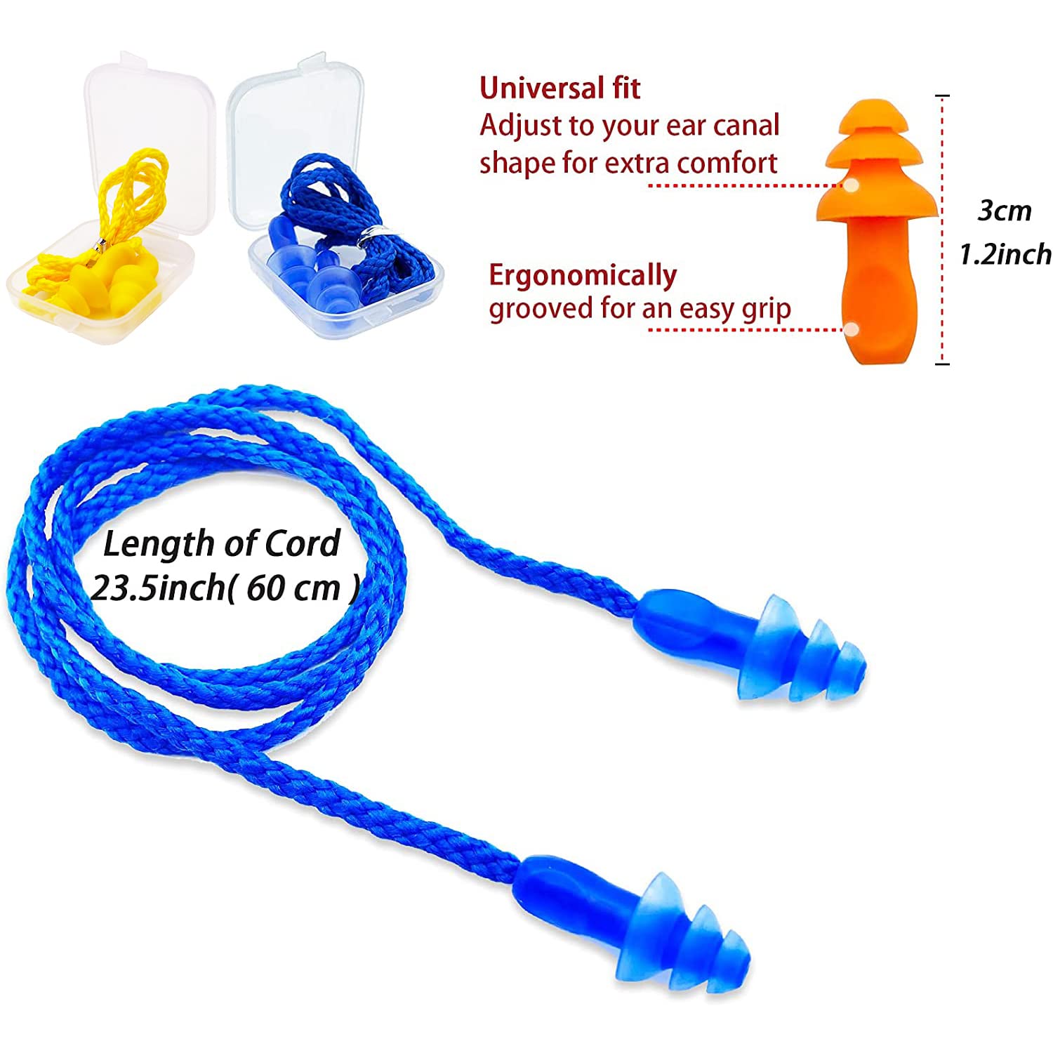 Removable nylon cord keeps AXBUS ear plugs organized