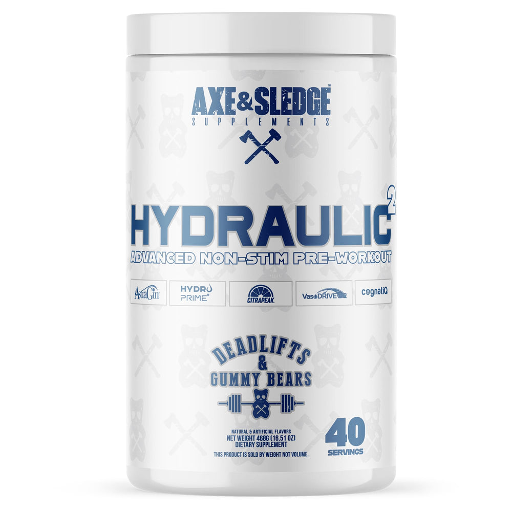 Axe & Sledge Hydraulic bottle pour for stimulant-free focus during workouts.