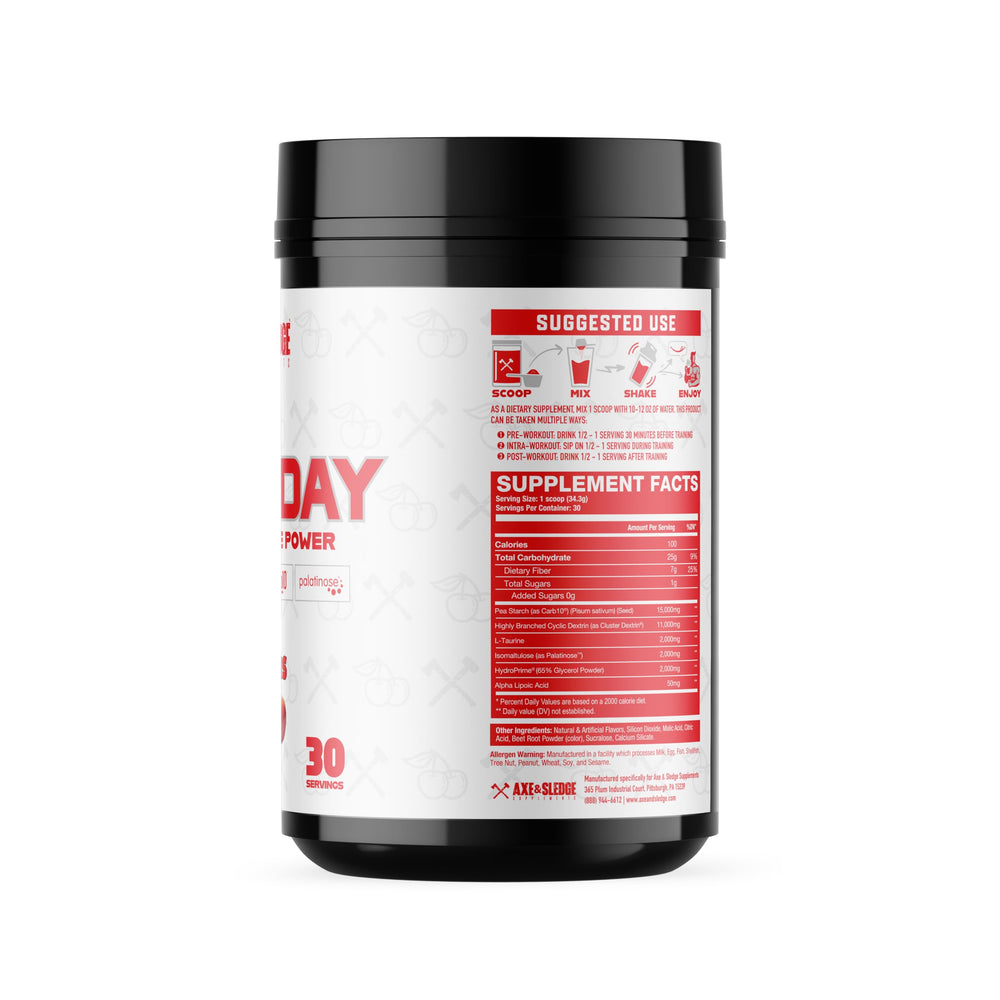 Axe & Sledge Demo Day powder shaker for easy mixing and quick hydration.