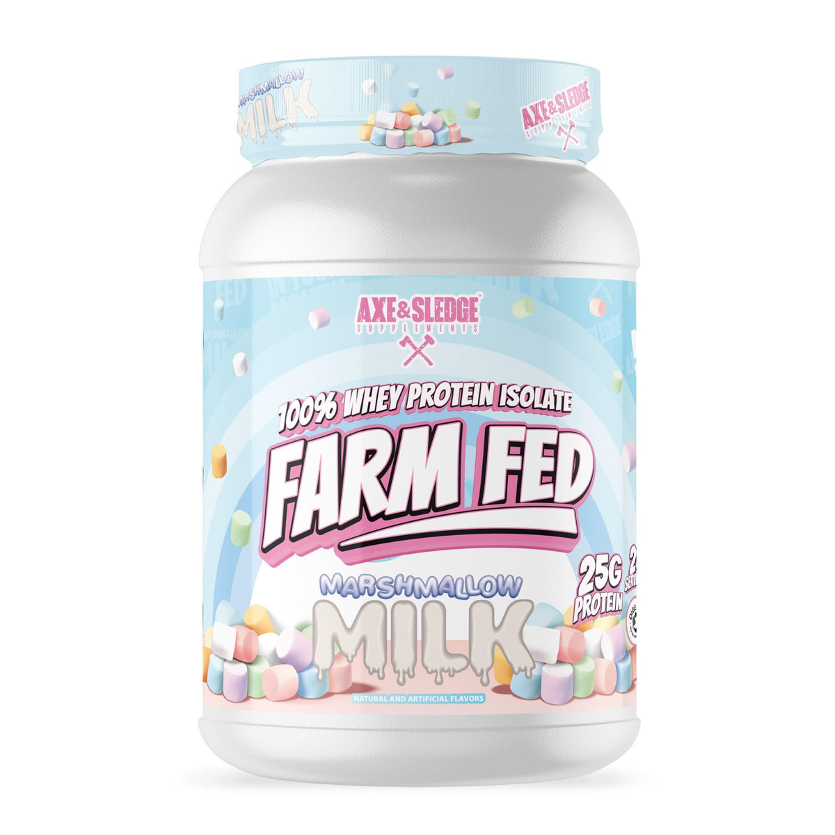 Axe & Sledge Farm Fed whey bottle highlights pure protein for muscle recovery