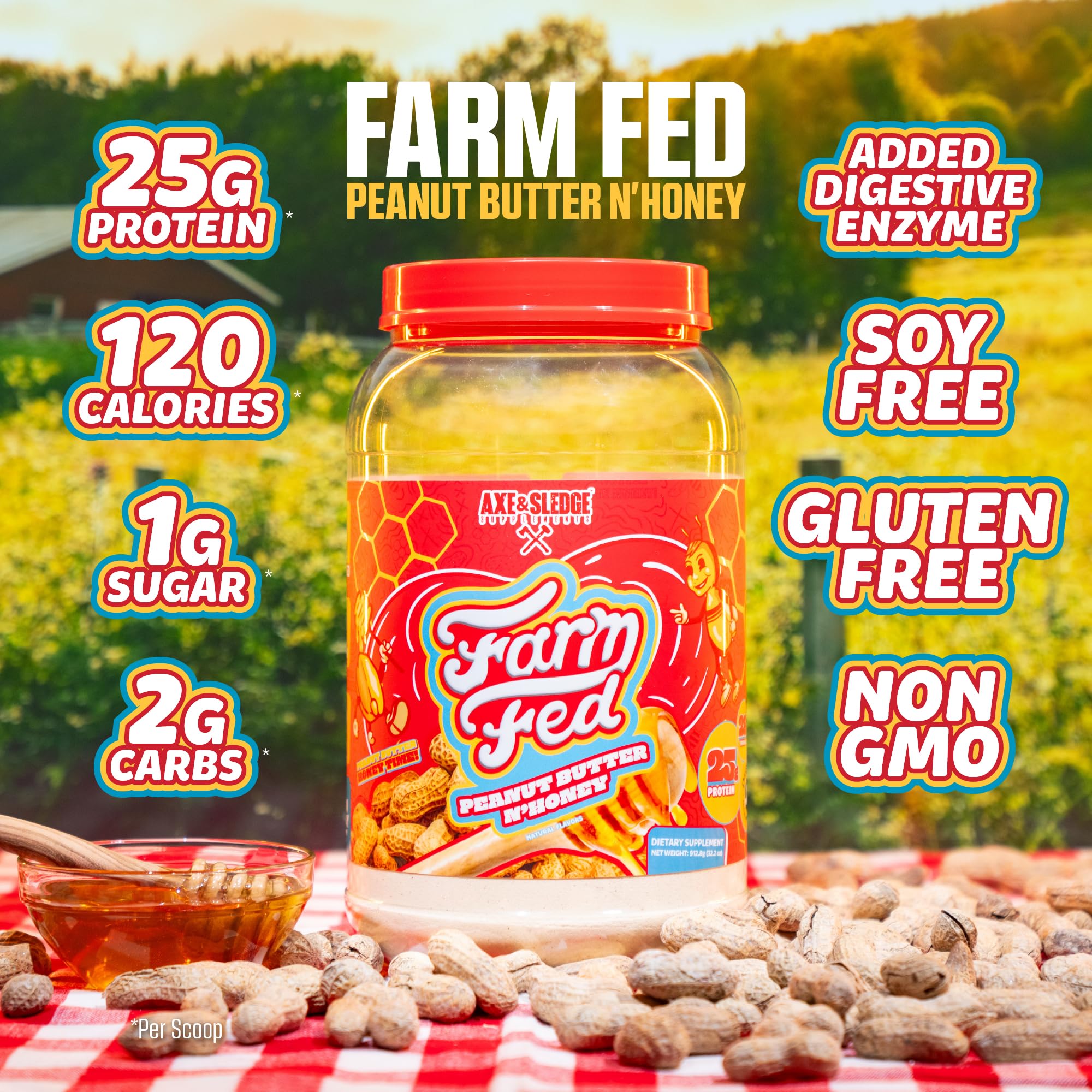 Farm Fed packaging focuses on Digeseb digestive enzymes for better digestion.