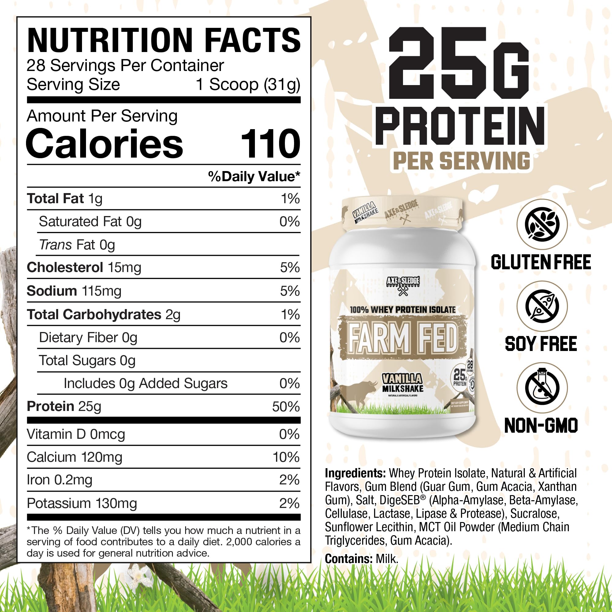 Axe & Sledge Farm Fed whey scoop for convenient post-workout fueling.