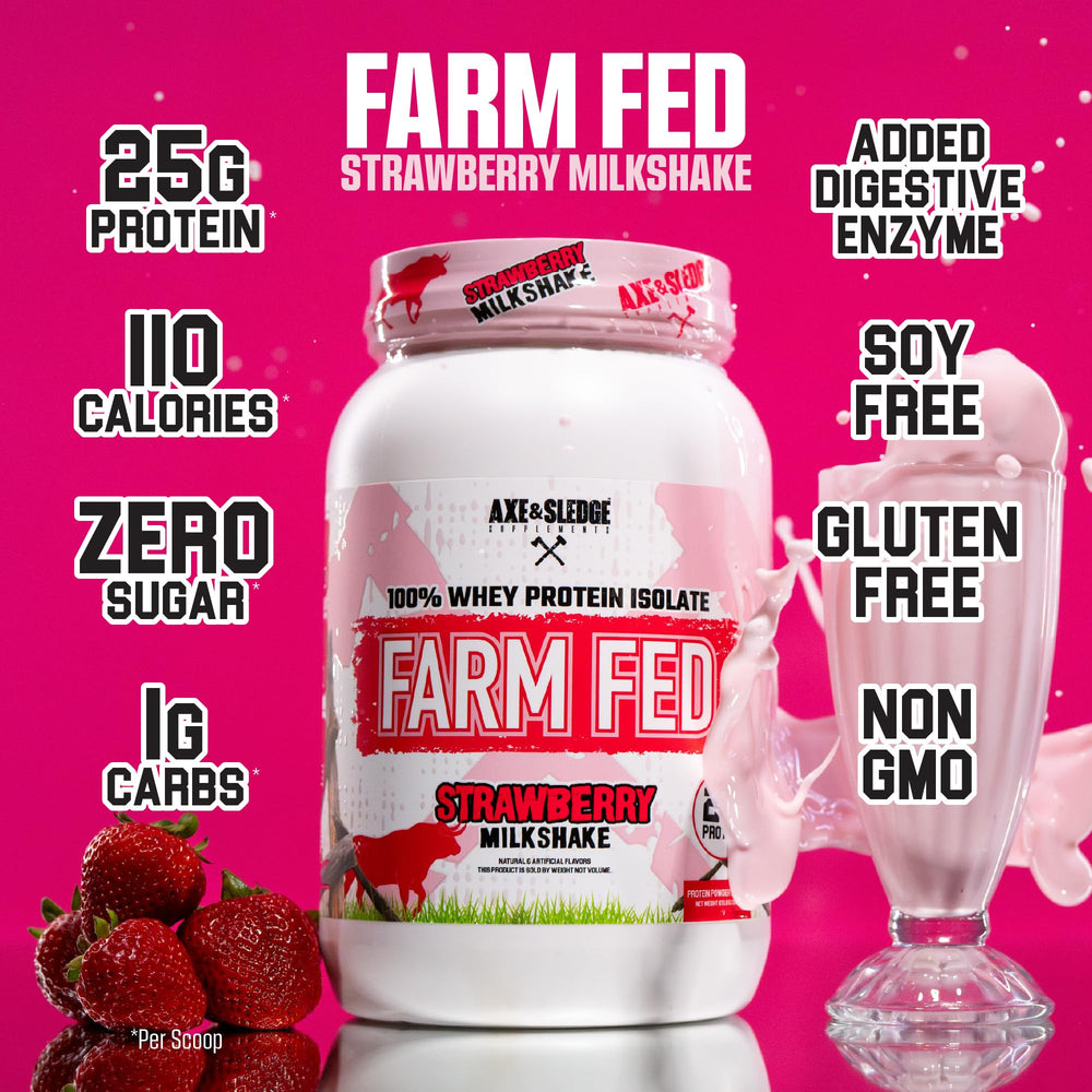 Axe & Sledge Farm Fed bottle and shaker demonstrating quick post-workout shake.