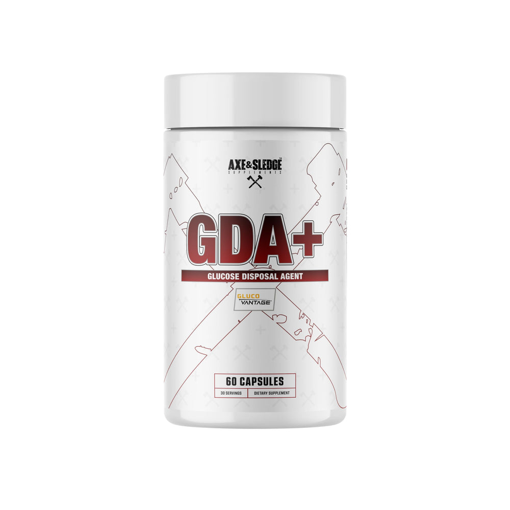 Axe & Sledge GDA+ bottle-front view for convenient post-meal support.