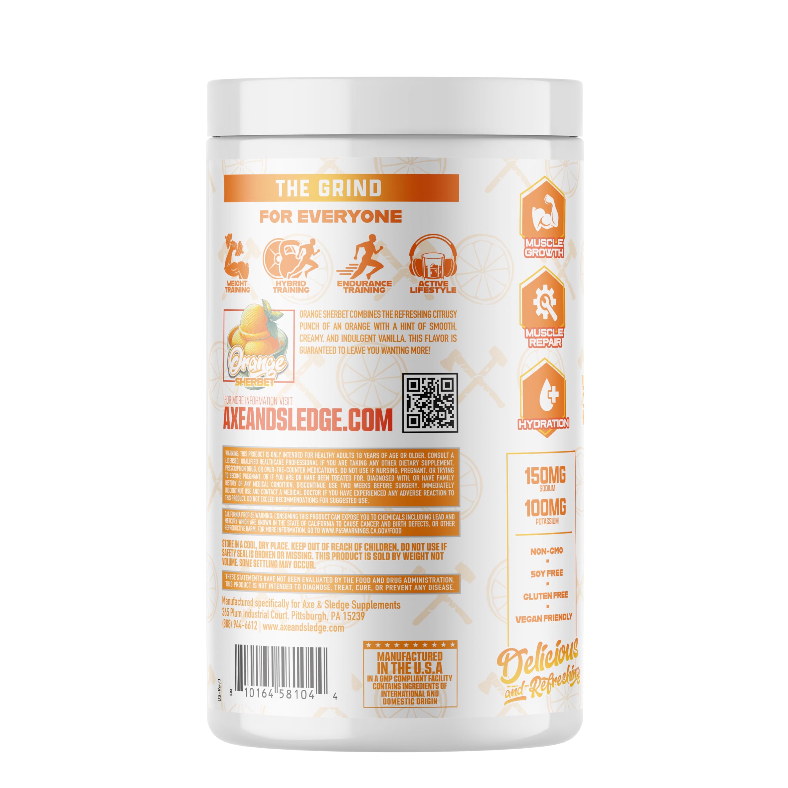Axe & Sledge The Grind scoop dispensing powder for convenient hydration.