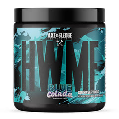 Axe & Sledge HWMF Blue Colada tub promoting bold energy for intense workouts.