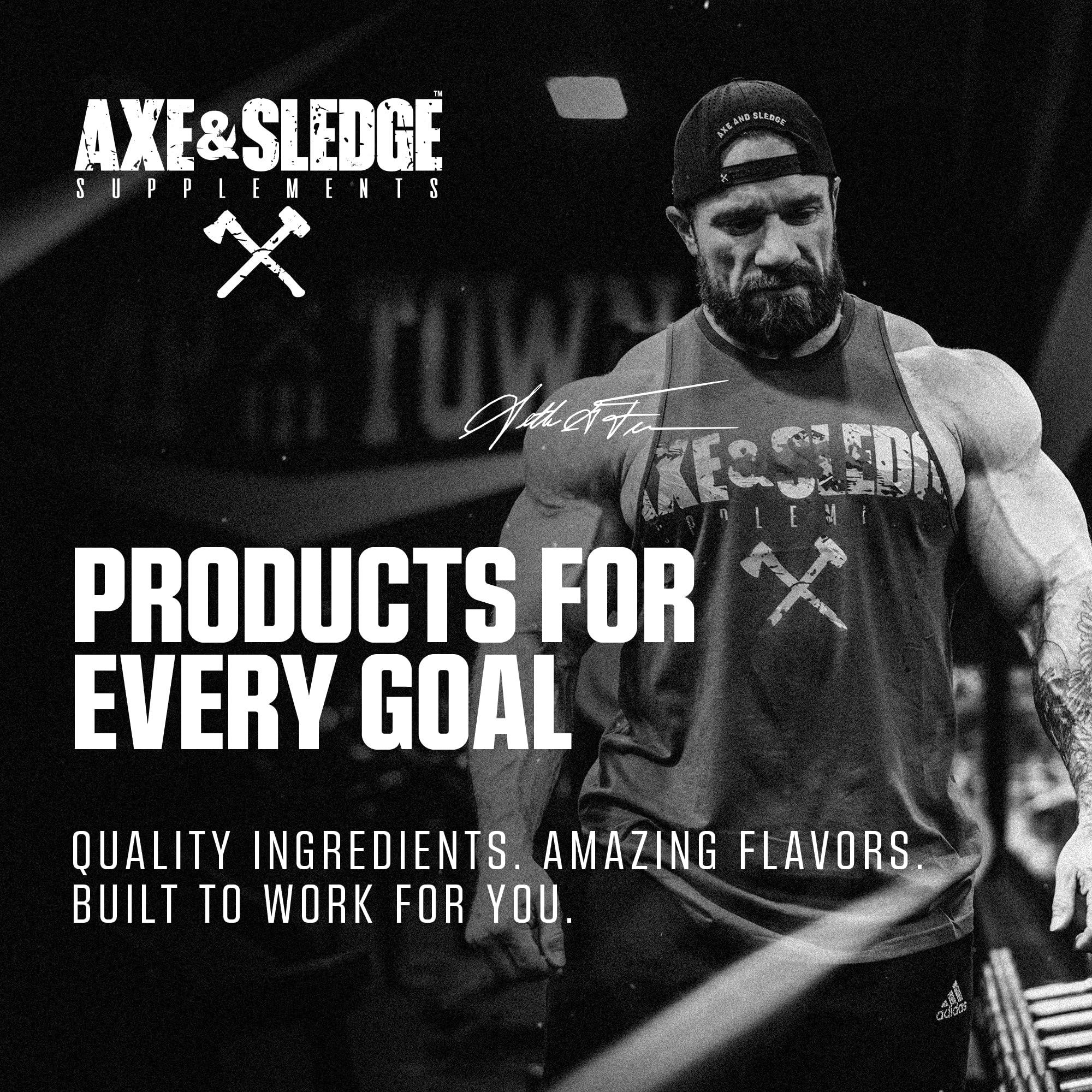 Axe & Sledge Hydraulic tub image captures vibrant powder and brand identity.