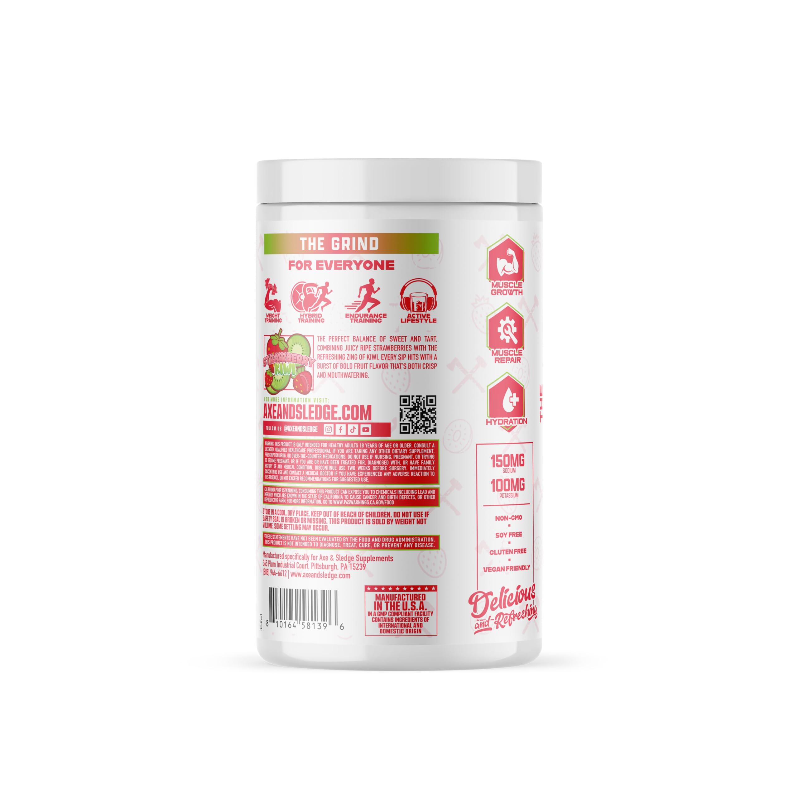 Axe & Sledge The Grind strawberry kiwi flavor label ready for quick mixing