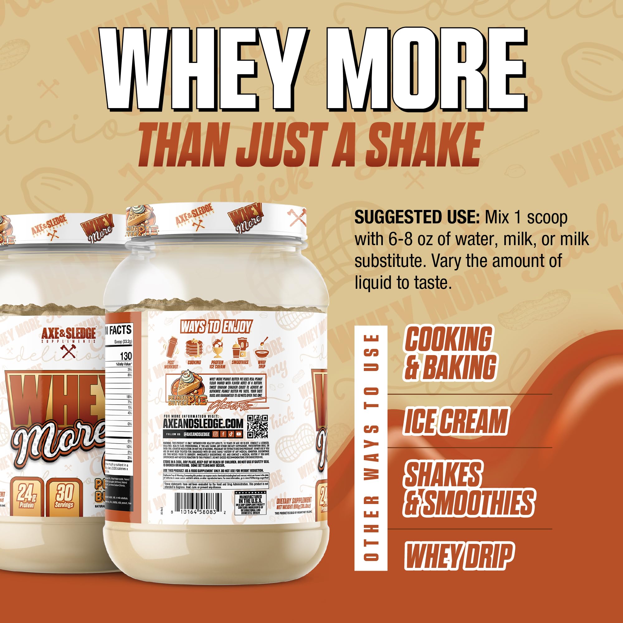 Axe & Sledge WHEY MORE peanut butter pie smoothie demonstrates versatile flavor enjoyment