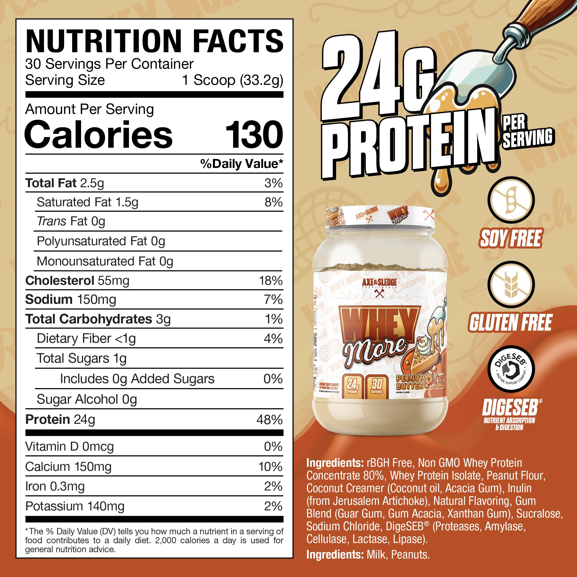 Axe & Sledge WHEY MORE protein scoop shows precise measurement for daily protein goals