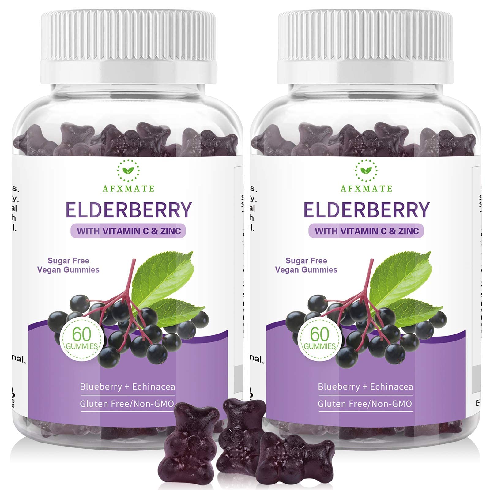 AFXMATE Sambucus gummies bottle with bear shapes for daily wellness.