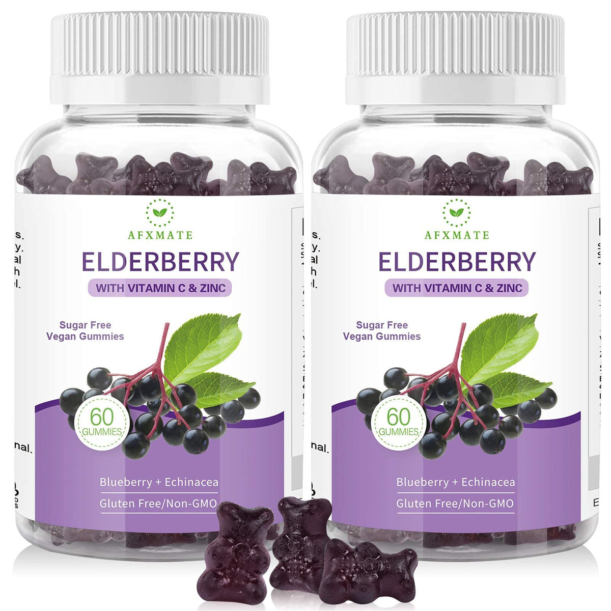 AFXMATE Sambucus gummies bottle with bear shapes for daily wellness.