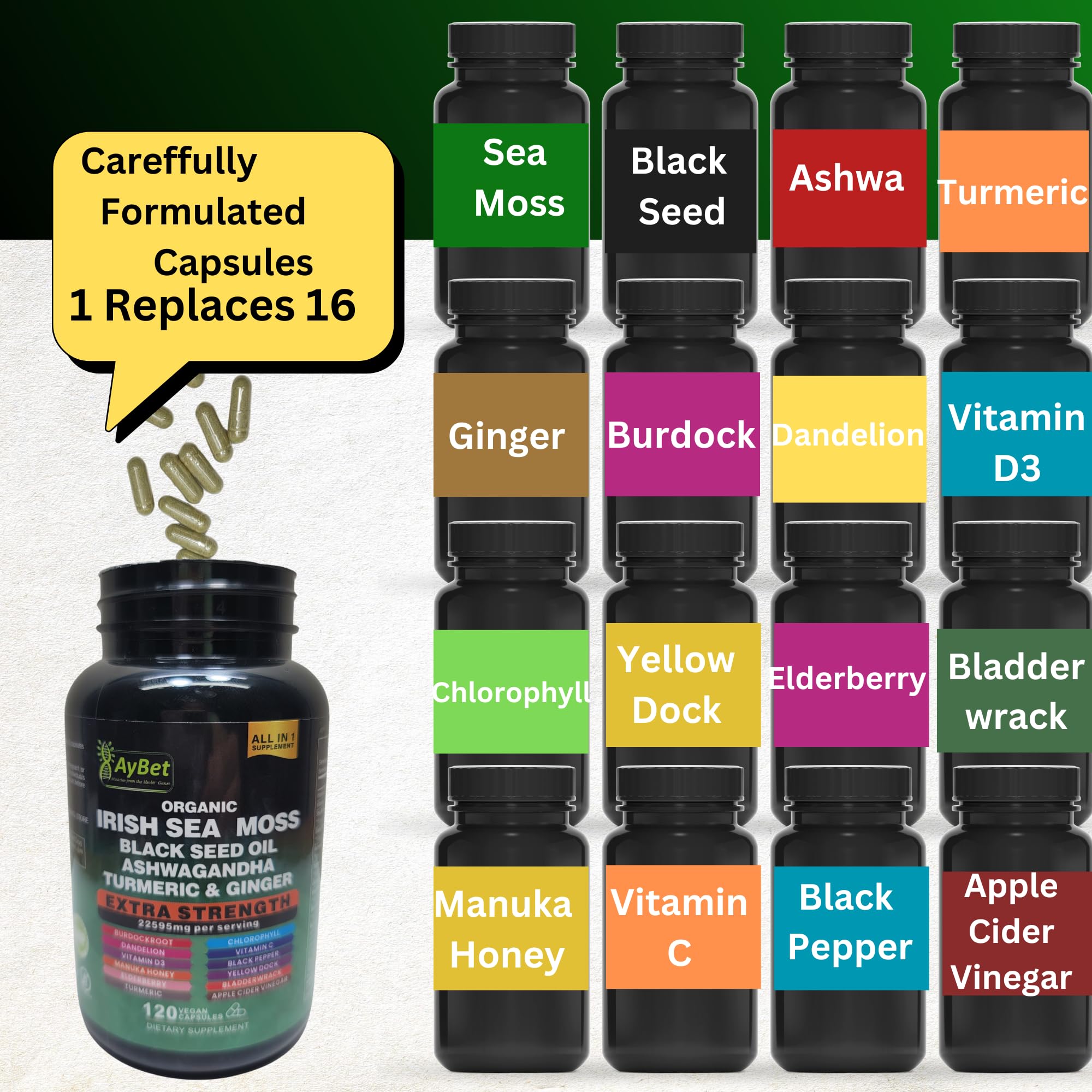 AyBet ginger turmeric capsules shown for a warm, energizing daily routine.