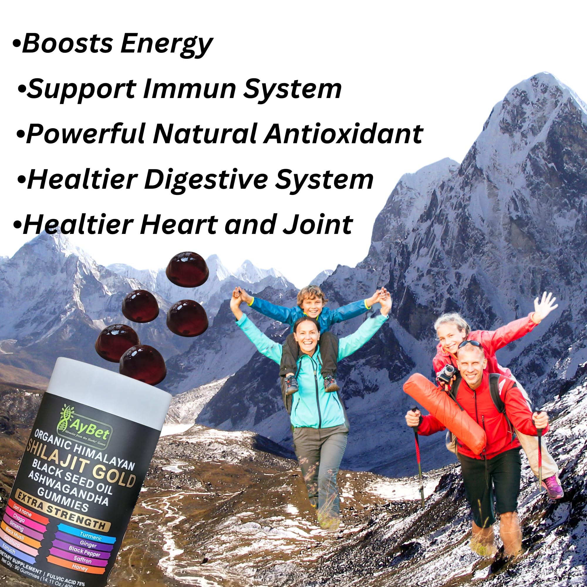 AyBet Shilajit Gold Gummies on-the-go packaging for travel.