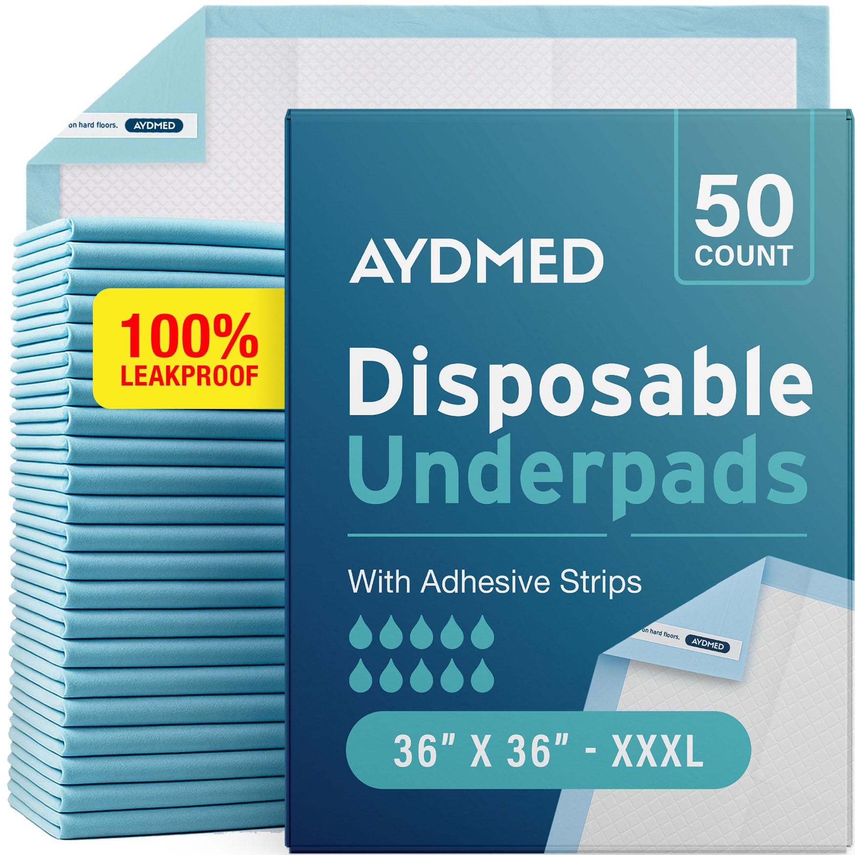 AYDMED underpads with adhesive strips for secure overnight protection