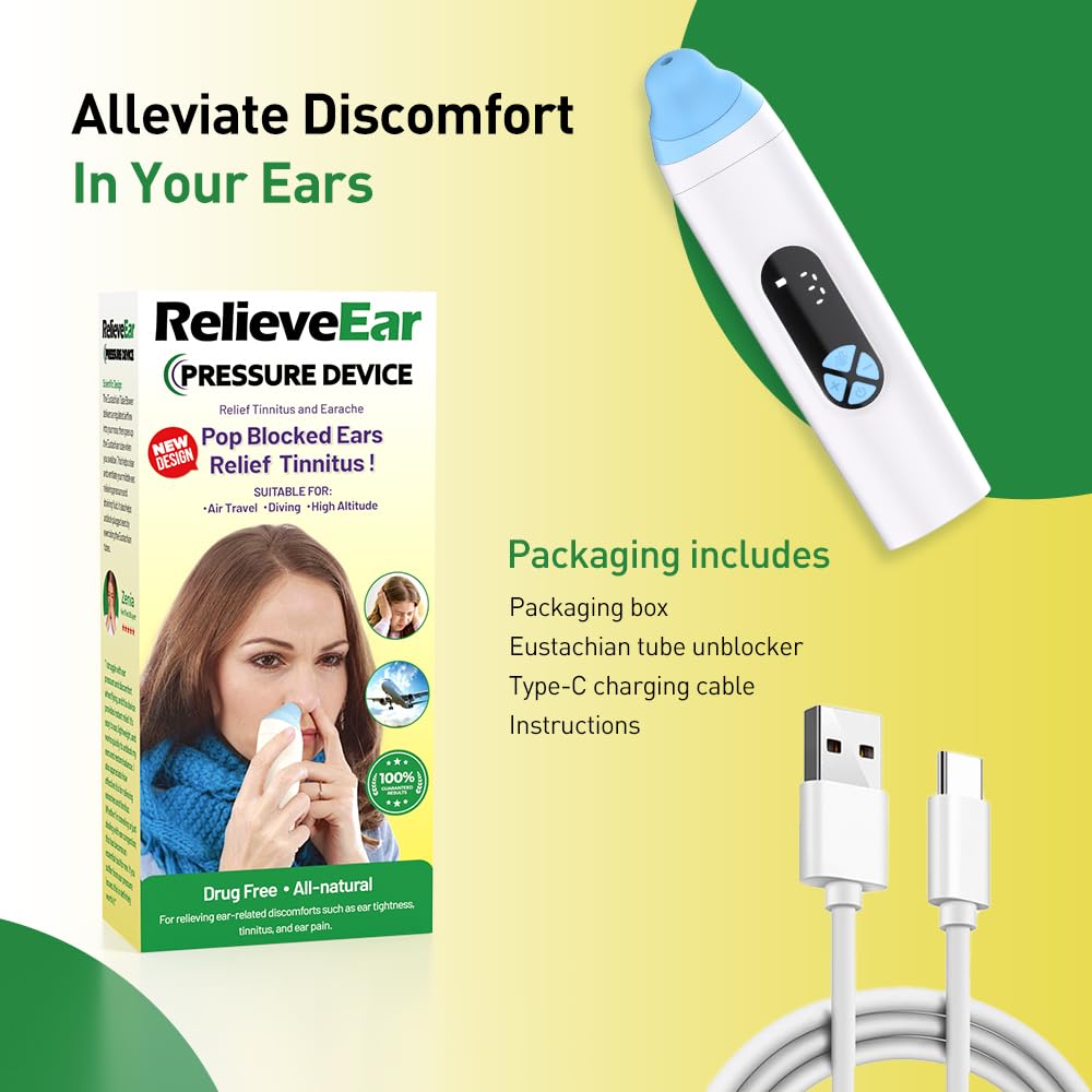 AYHDRN Eustachian Ear Pressure Balancer quick-use guide for travelers.