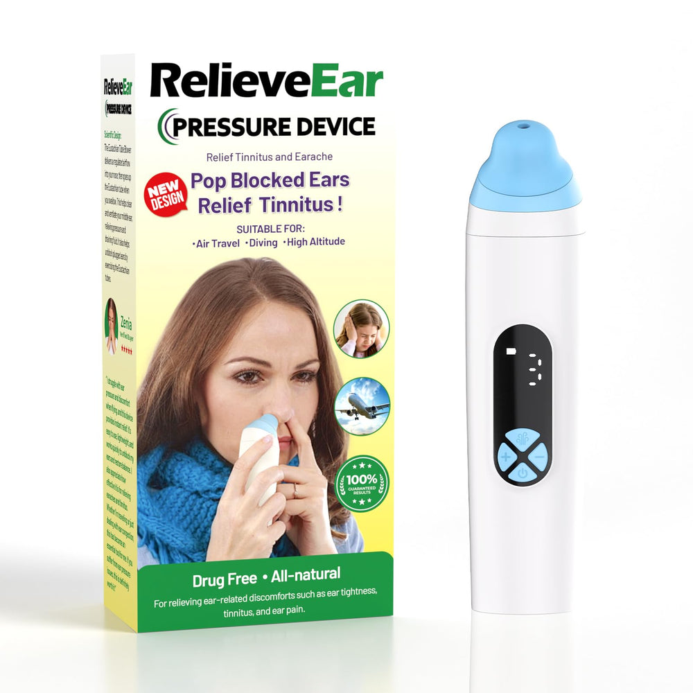 AYHDRN Eustachian Ear Pressure Balancer in travel case for easy packing and on-the-go relief.