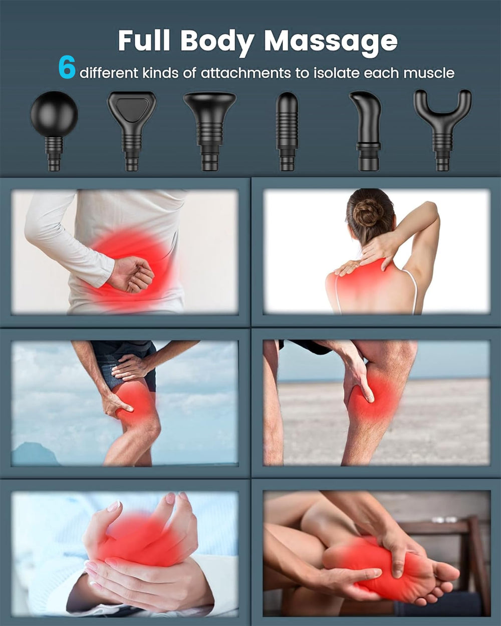 AYURA Massager with 2500mAh battery for hours of use.