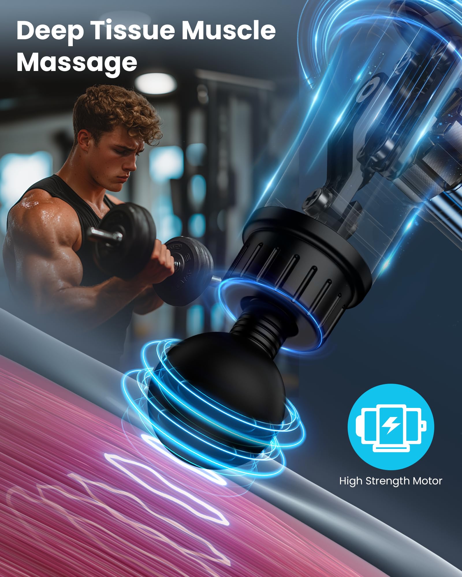 AYURA Massage Gun with 6 heads for full-body targeting.