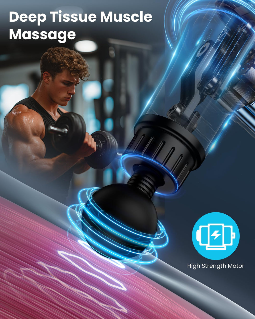 AYURA Massage Gun with 6 heads for full-body targeting.