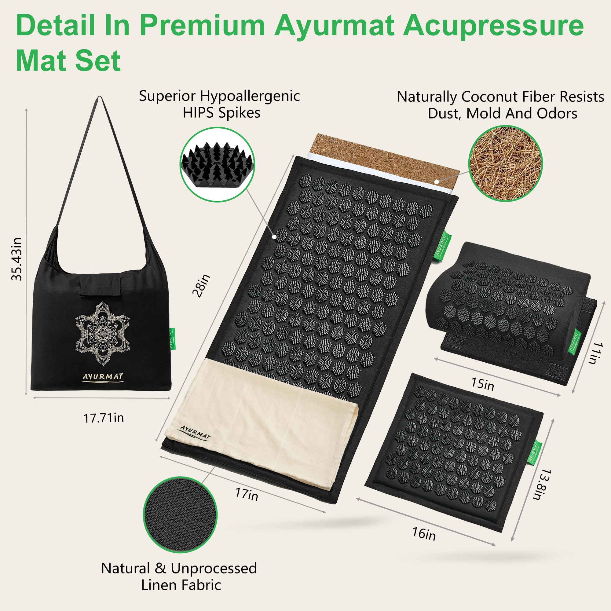 AyurMat cotton cover protects skin and keeps pillow clean