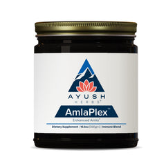 Ayush Herbs AmlaPlex jar closeup highlighting a rich amla jam for daily wellness