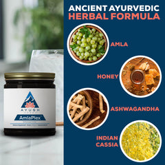 Ayush Herbs AmlaPlex jar pouring for easy daily use