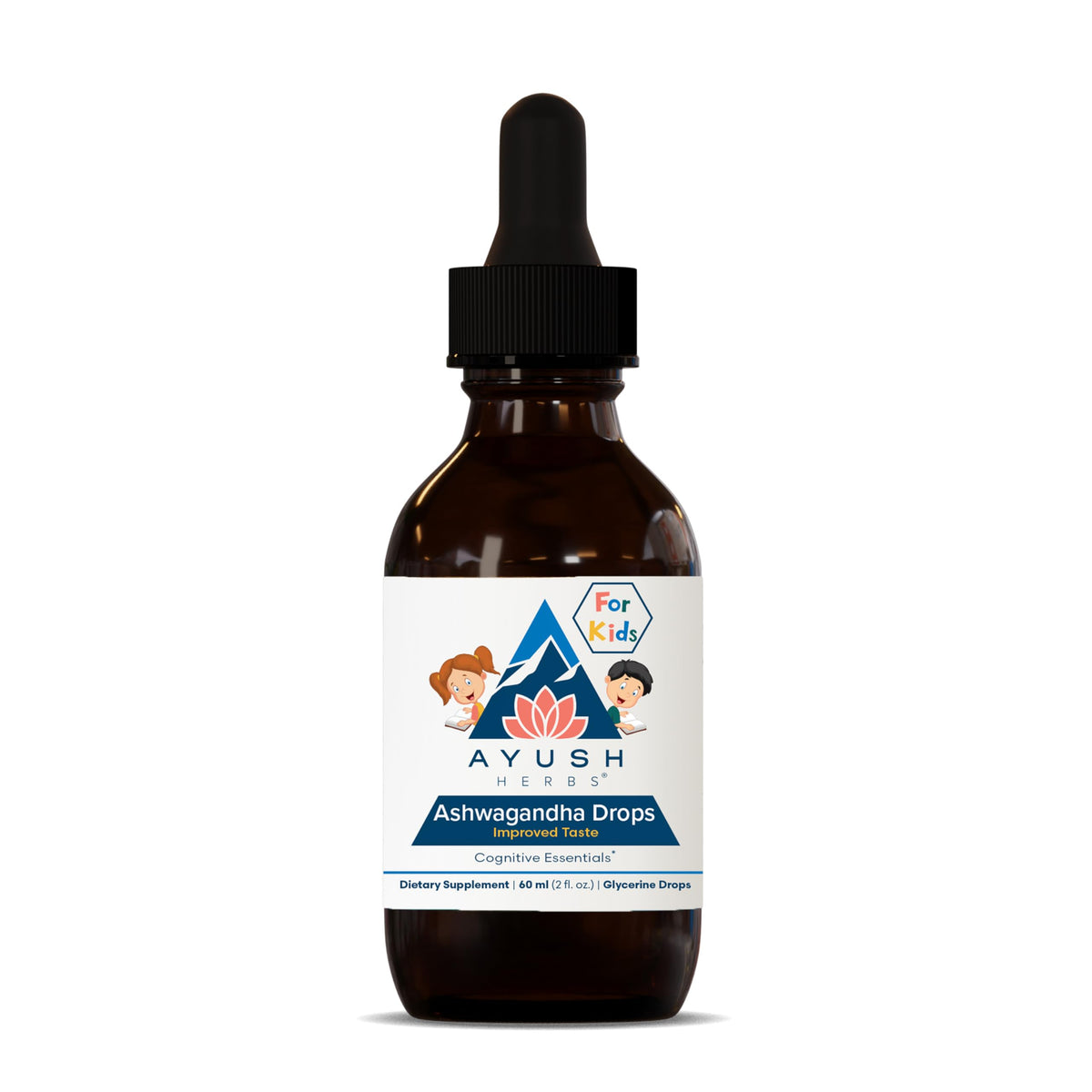 Ayush Herbs Ashwagandha Drops bottle with lemon flavor supports calm daily focus