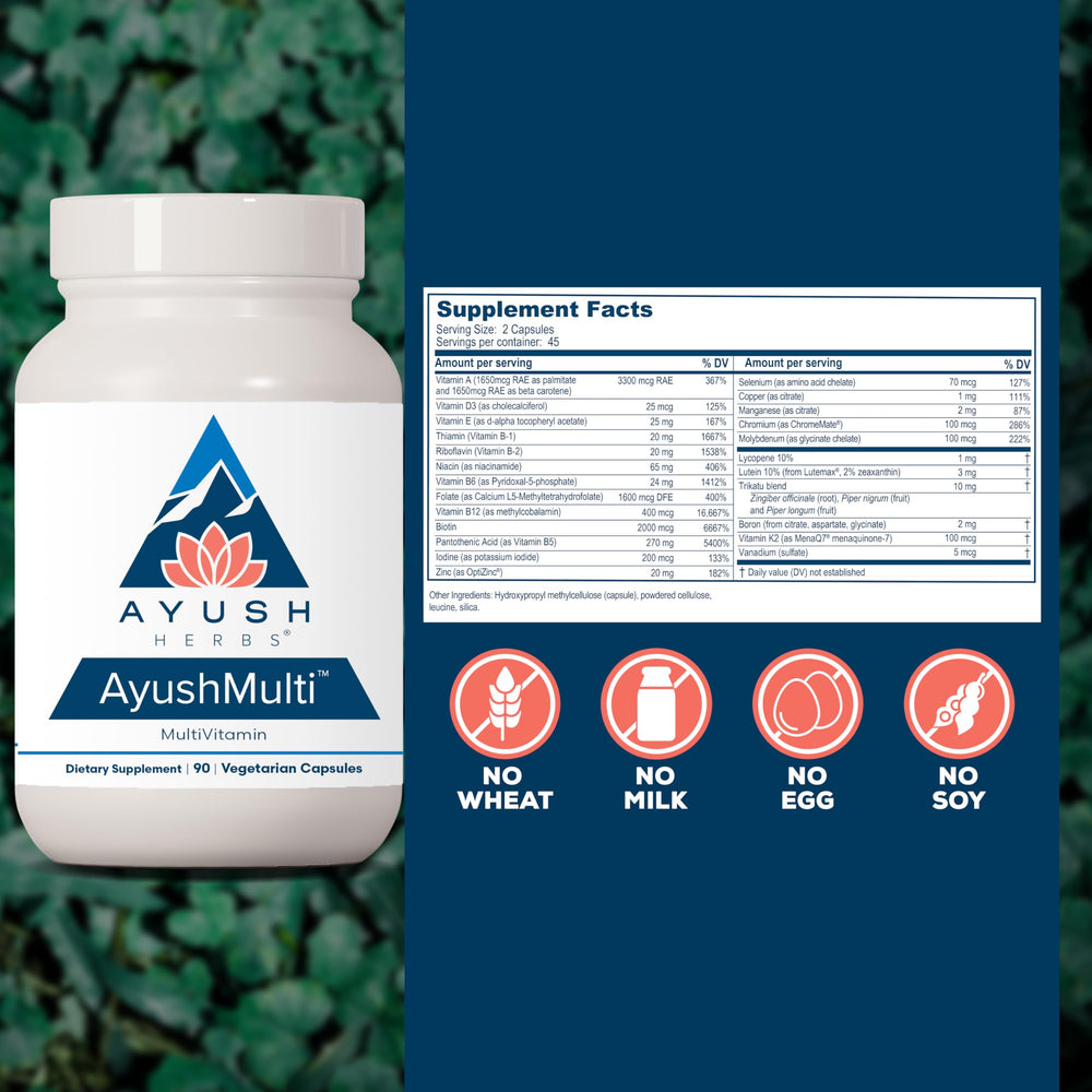 Ayush Herbs Ayush Multi with Trikatu blend highlighting digestion