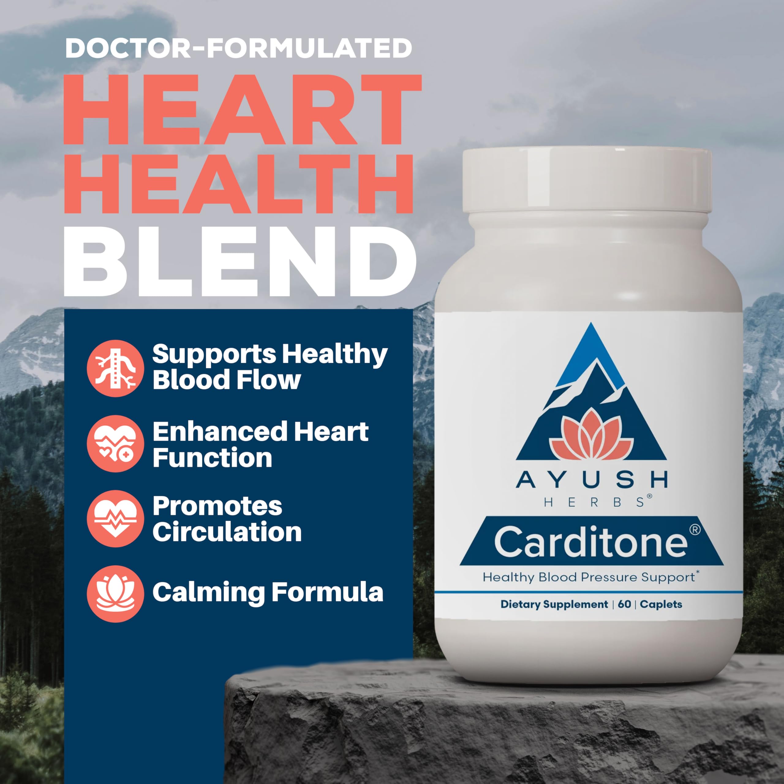 Carditone capsules close-up showing Rauwolfia and Arjuna herbal ingredients