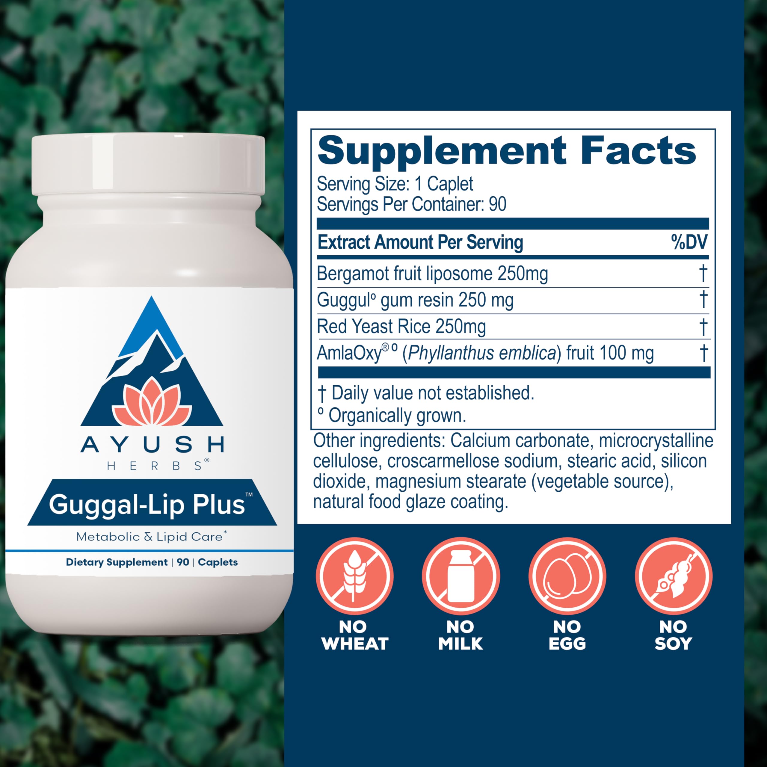 Ayush Herbs Guggal-Lip Plus tablets inside the bottle for daily use