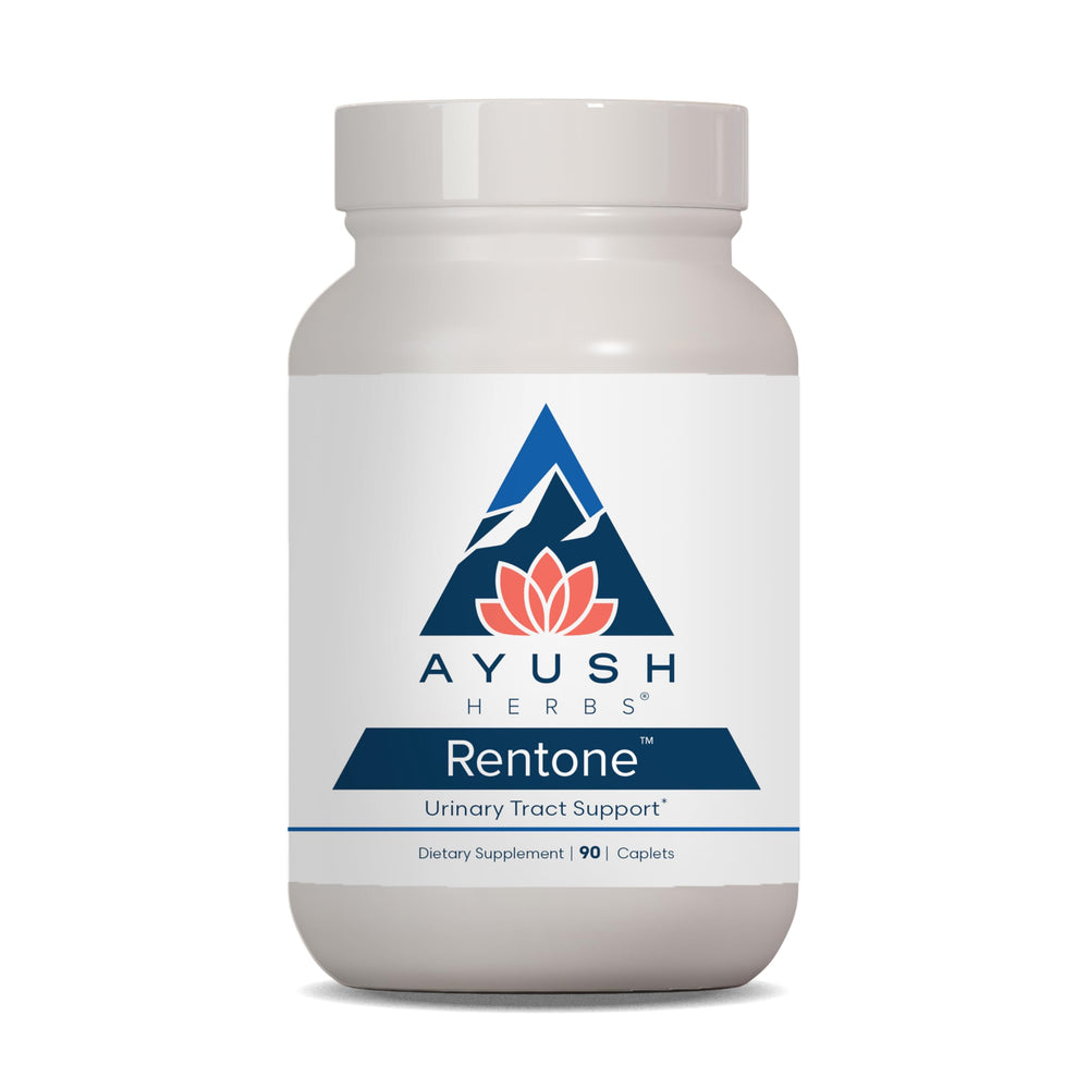 Ayush Herbs Rentone bottle shown for kidney support and daily urinary health.