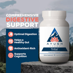 Ayush Herbs Trifal amla capsules for balanced digestion and vitality.