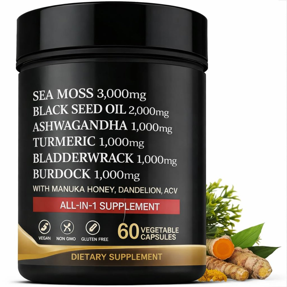 AZ ApexZone True Sea Moss bottle highlights a complete wellness capsule blend for daily vitality.