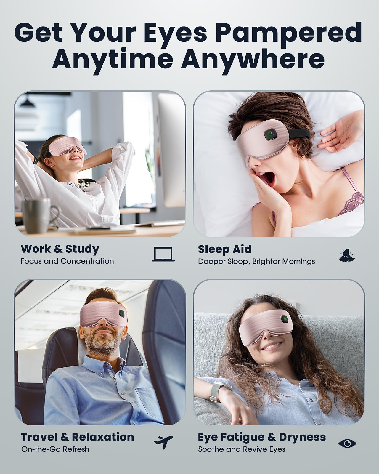 Azang eye mask with adjustable headband for secure fit.