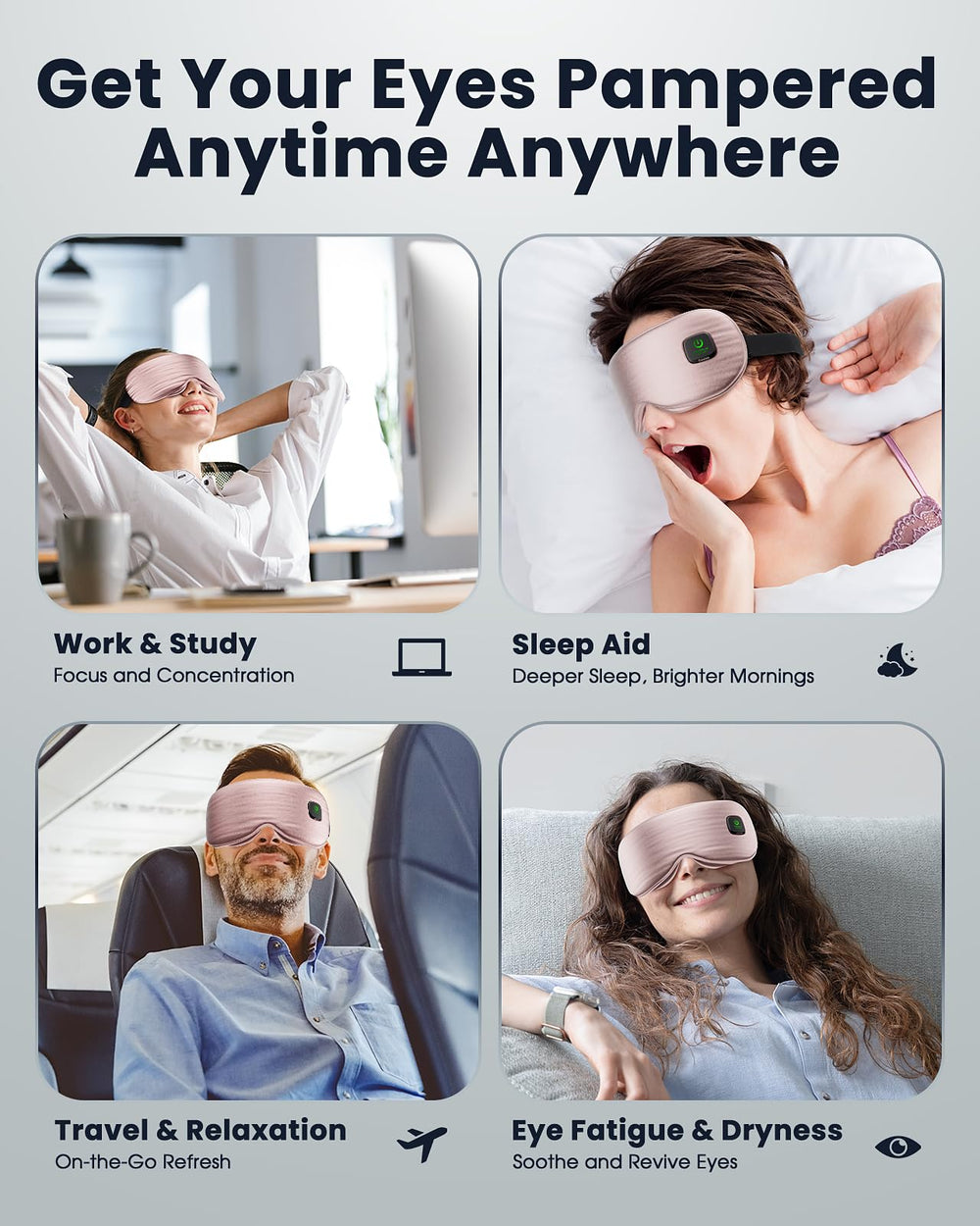 Azang eye mask with adjustable headband for secure fit.