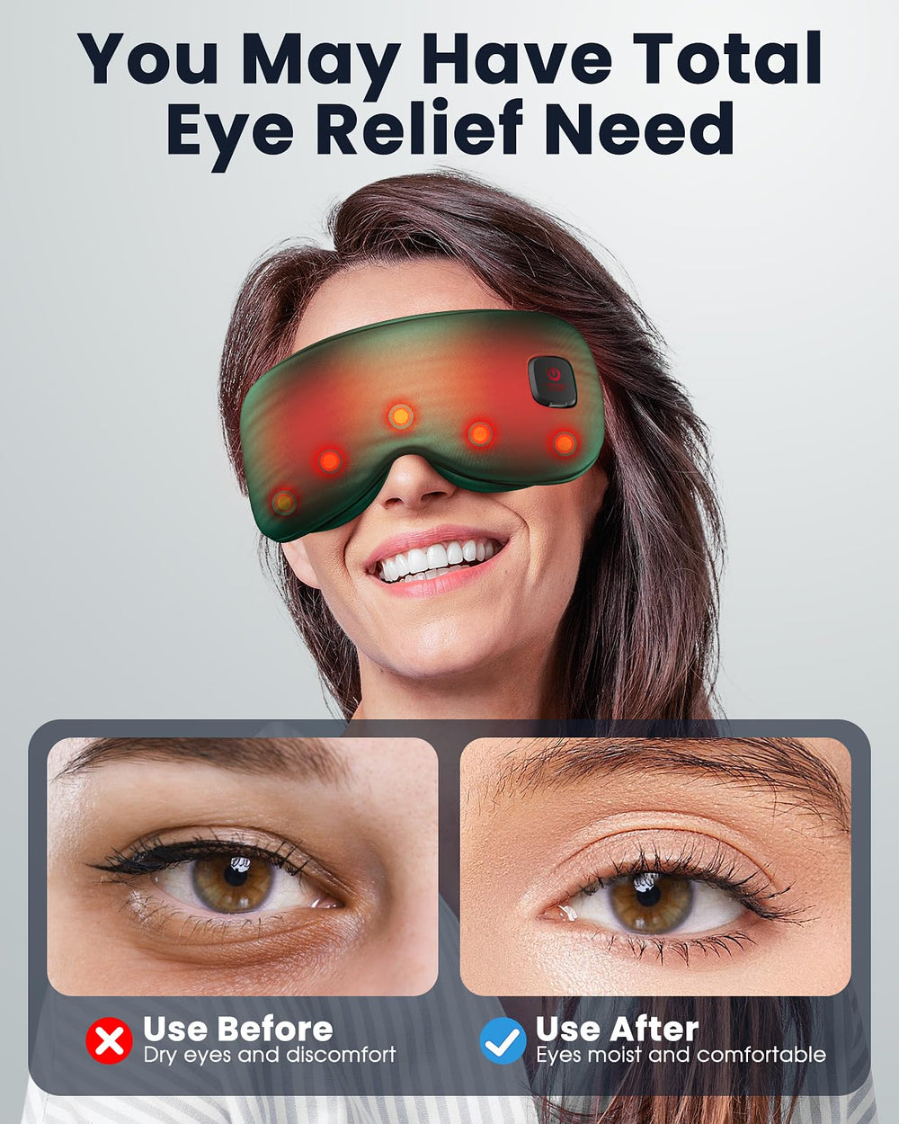 Azang heated eye mask 15 minute auto shut off for safe sessions.