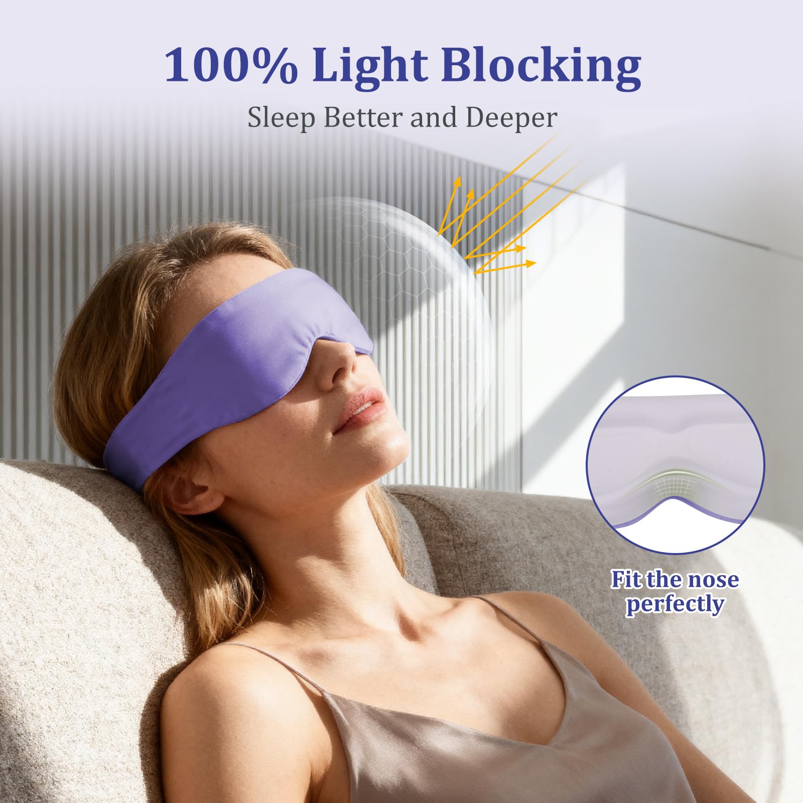 Azang Silk Sleep Mask 3D contour supports eyes with zero pressure.