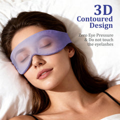 Azang Silk Sleep Mask with curved nose bridge blocks light for deep rest (blue).