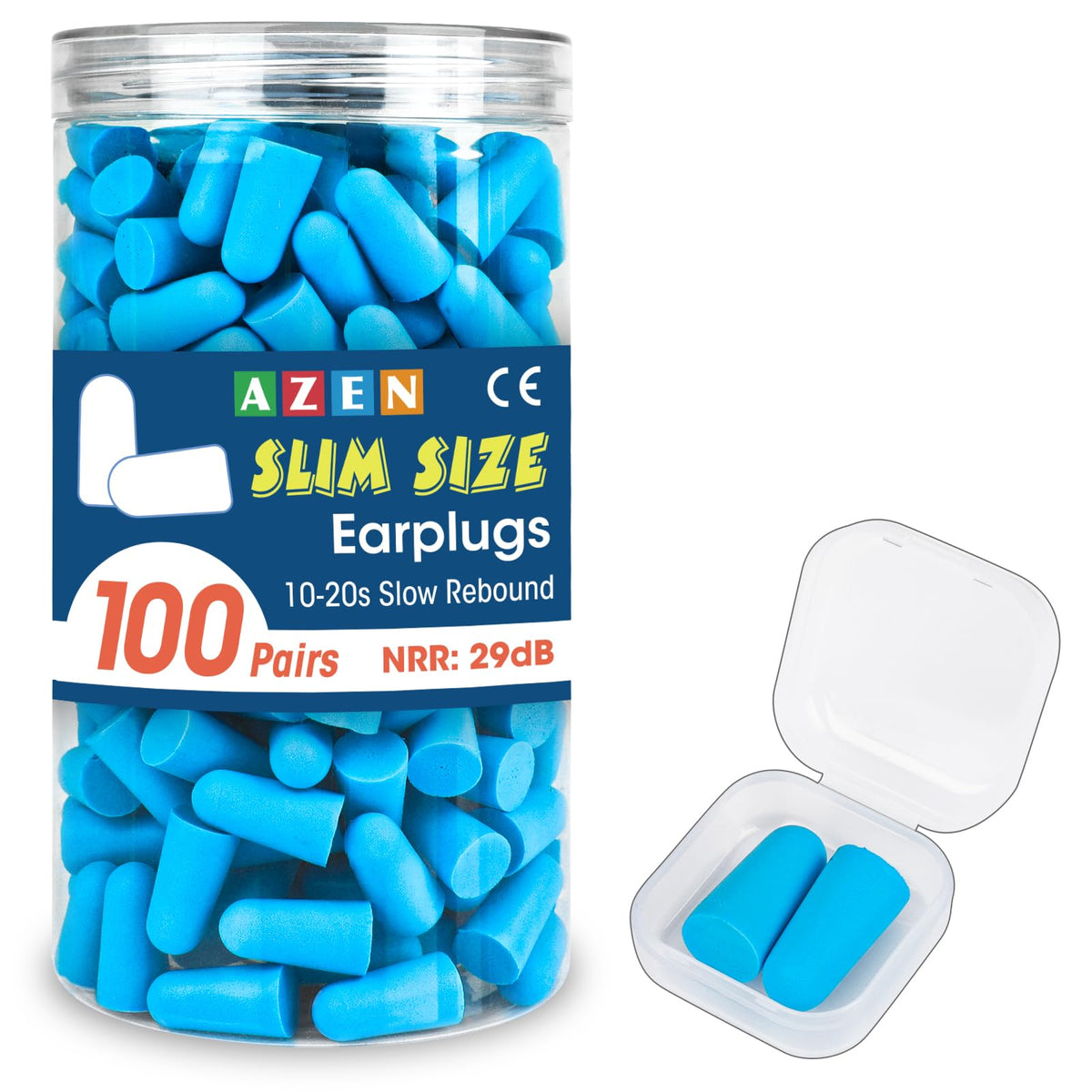 AZEN 100-pairs ear plugs slim pack for quiet nights and travel