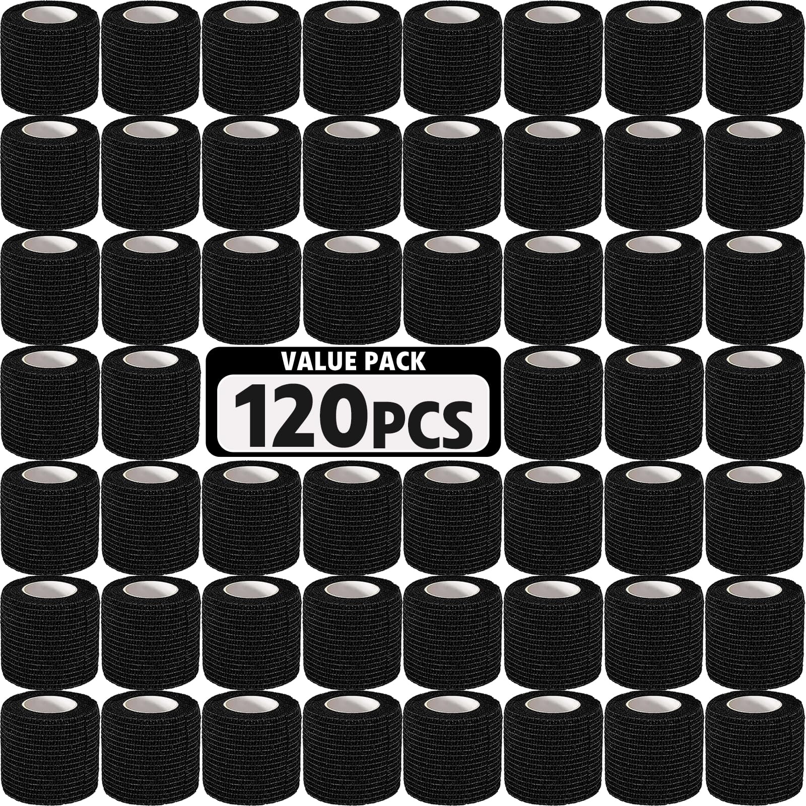 AZEN black self-adhesive bandage wrap roll shown for easy wrapping.