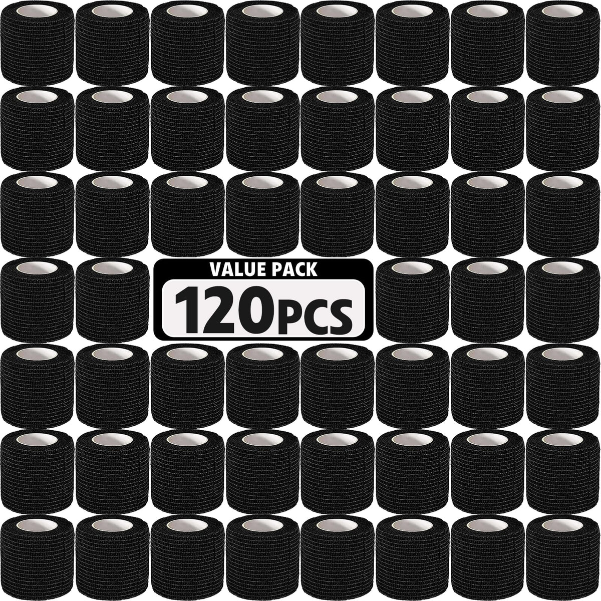 AZEN black self-adhesive bandage wrap roll shown for easy wrapping.
