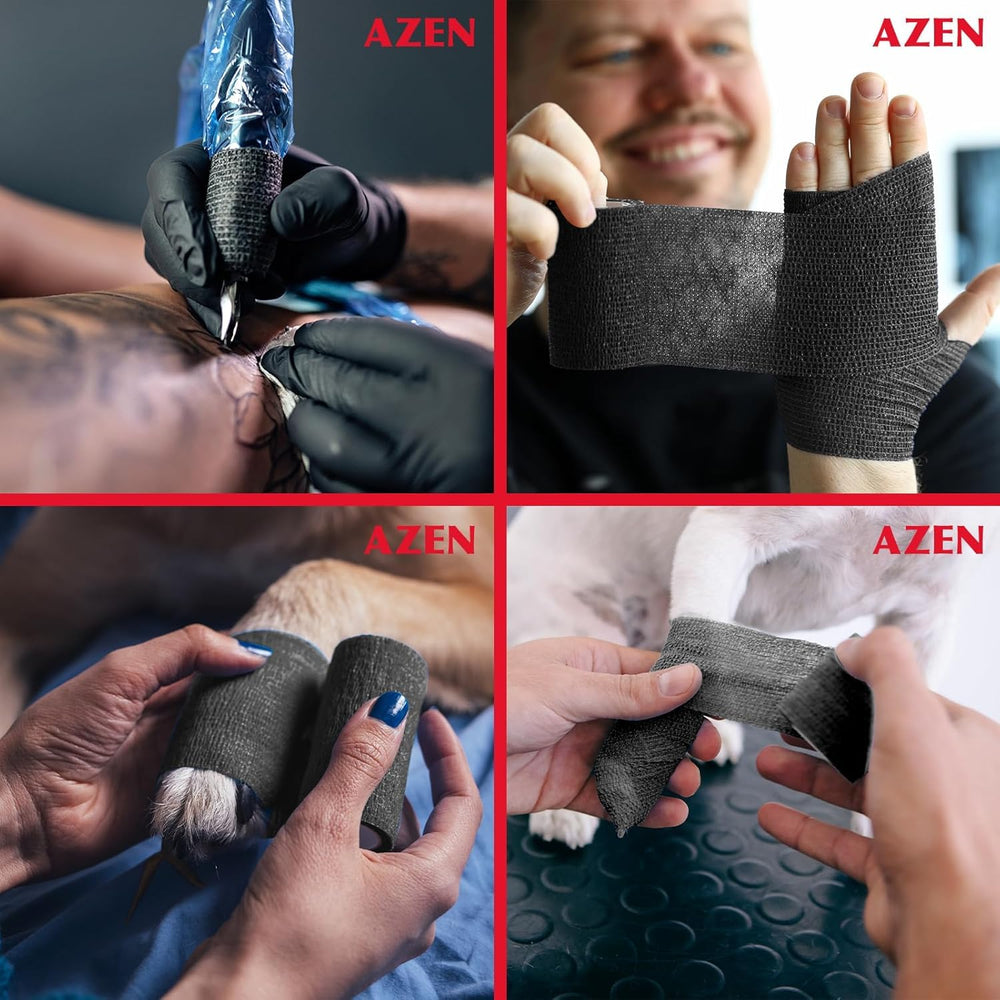 AZEN easy-tear bandage wrap shown, no scissors needed.
