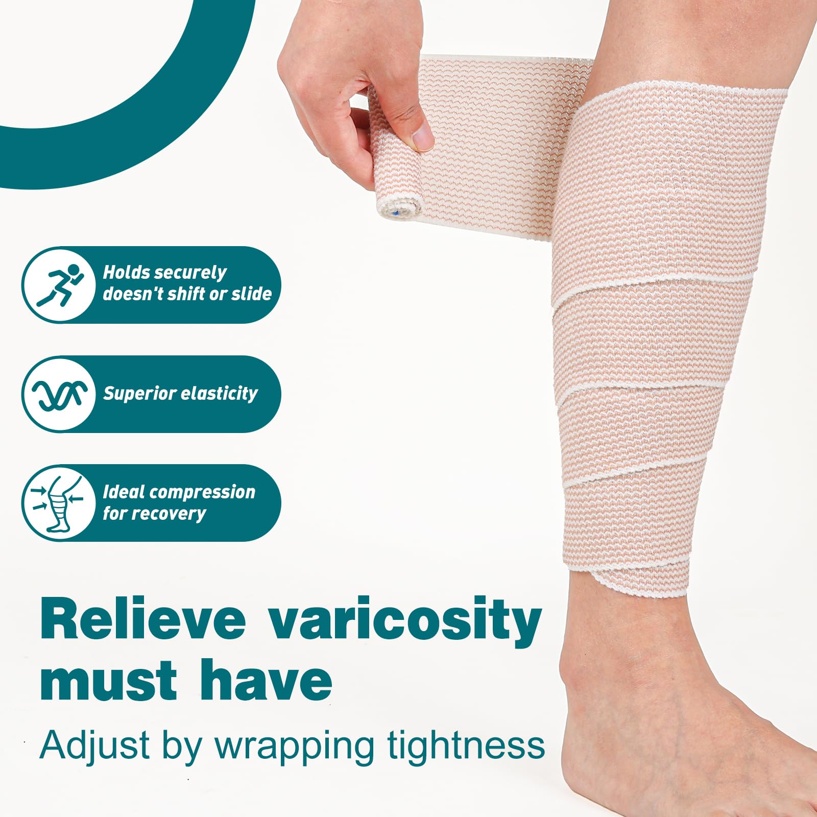 AZEN Premium Bandage Wrap hook-and-loop closeup shows fast, clip-free securing