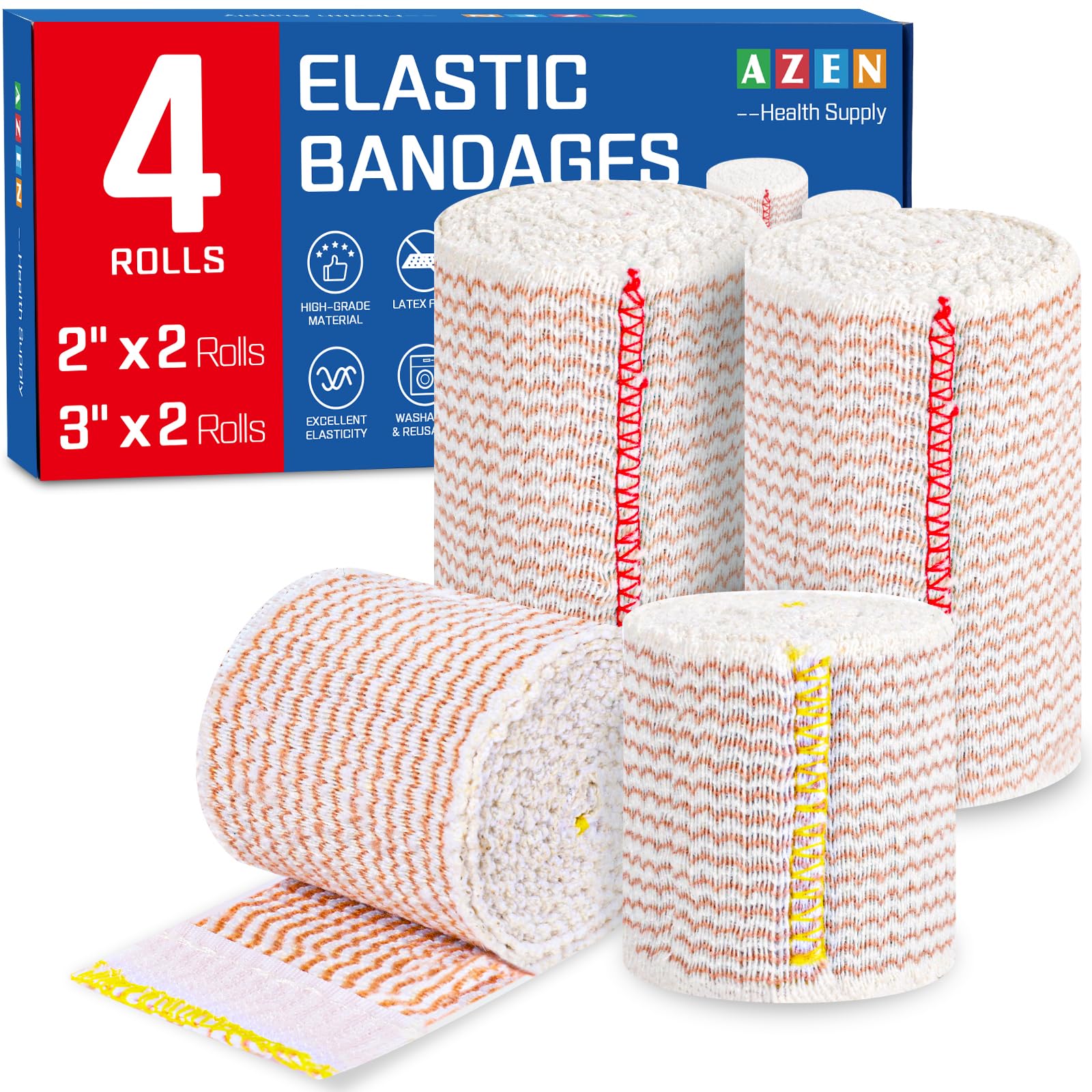 AZEN Premium 4 Pack Banda Elástica 2x2 en uso, brinda soporte cómodo.
