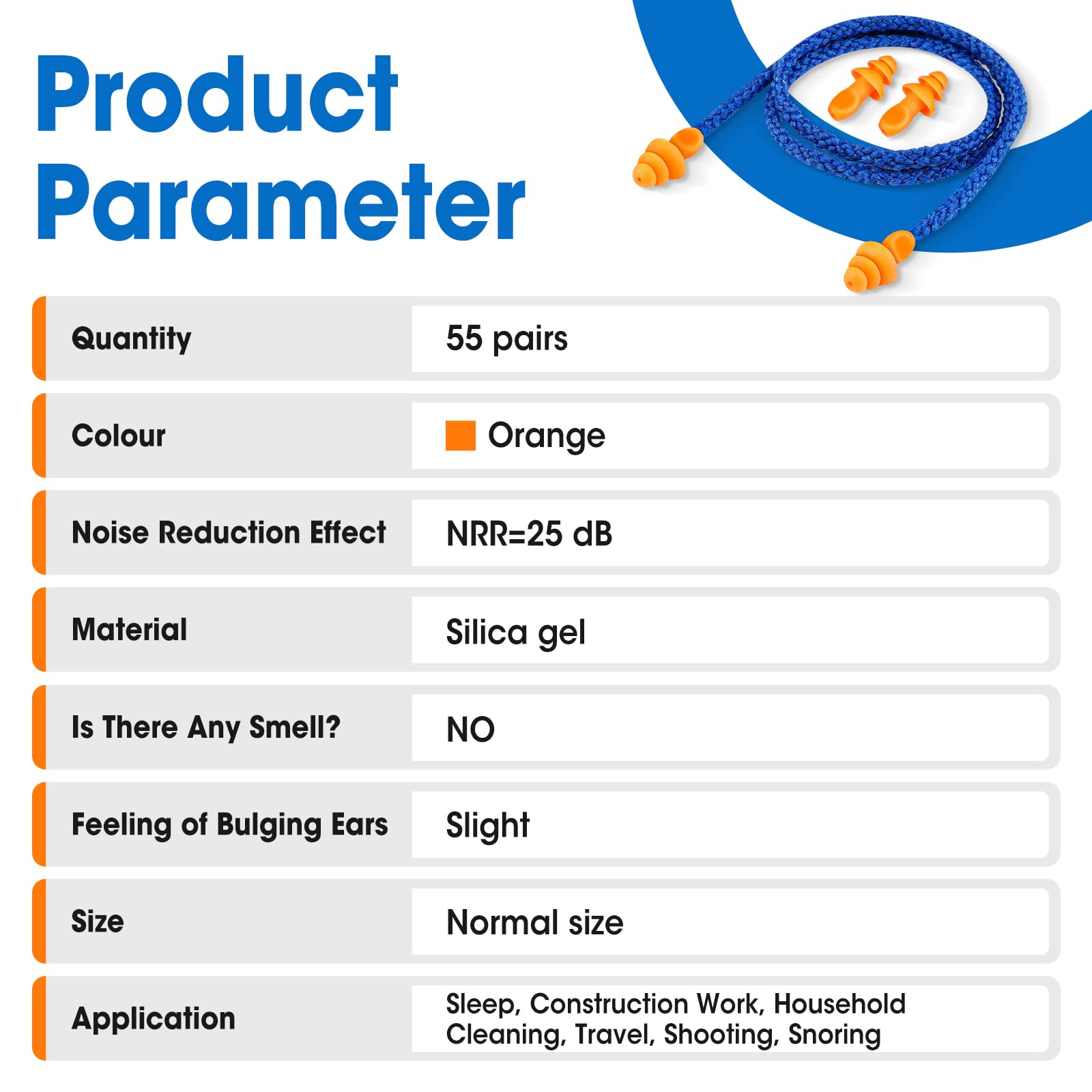 AZEN silicone ear plugs shown with neck cord for quick retrieval