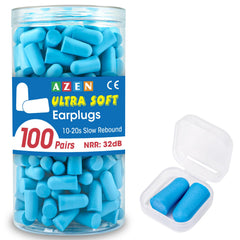 AZEN tapones de oreja: empaque de 100 pares para dormir y viajar.