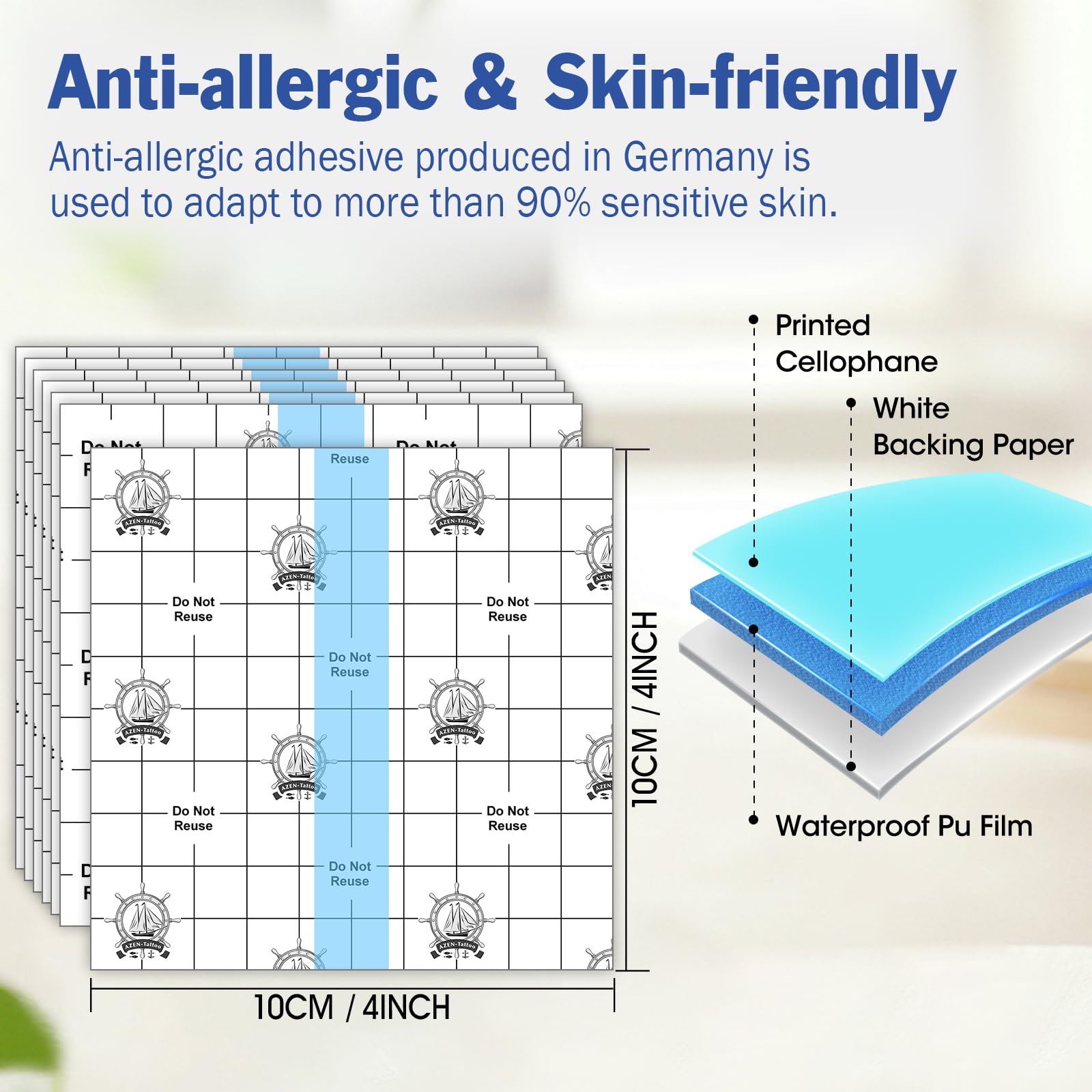 Close-up of AZEN transparent film dressing showing clear breathable material.