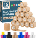 AZEN 16 Pack Self Adhesive Bandage Wrap – 2 in x 5 yd Skin Color Cohesive Tape, Vet Wrap, Ankle Tape, Tattoo Grip