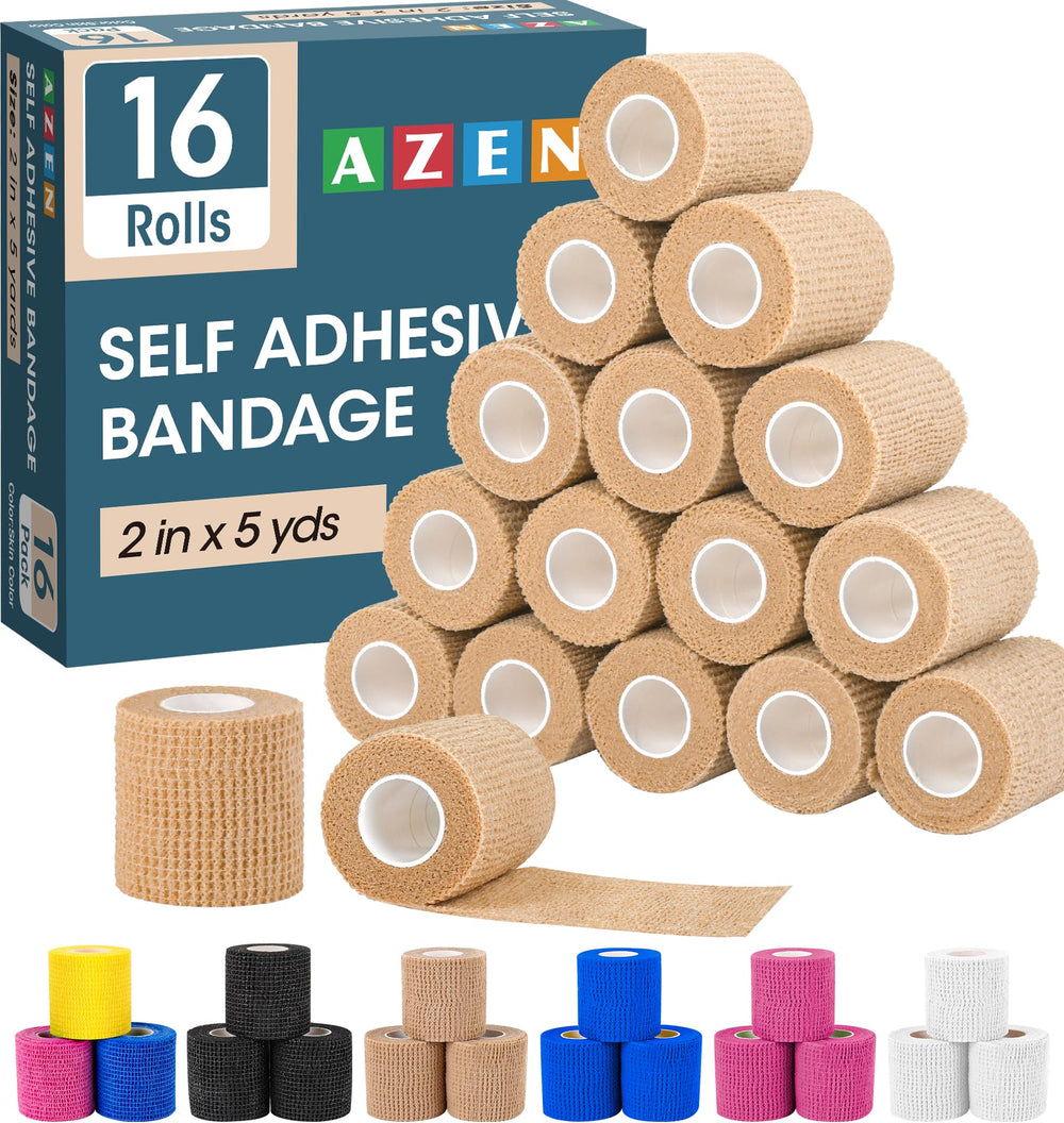 AZEN venda autoadhesiva de 2pulgadas 5yardas para vendajes rápidos sin pegarse a piel ni pelo
